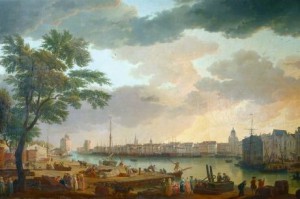 Vue du port de la Rochelle (E. Pinel) essor du commerce du vin moyen âge 2