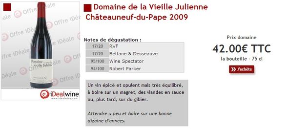 Domaine de la Vieille Julienne Châteauneuf-du-Pape 2009