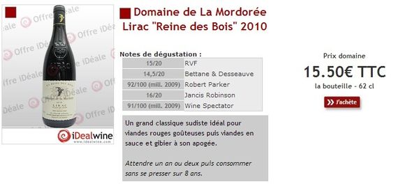 Domaine de La Mordorée Lirac "Reine des Bois" 2010