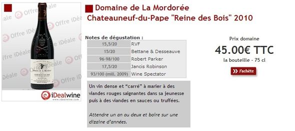 Domaine de La Mordorée Chateauneuf-du-Pape "Reine des Bois" 2010