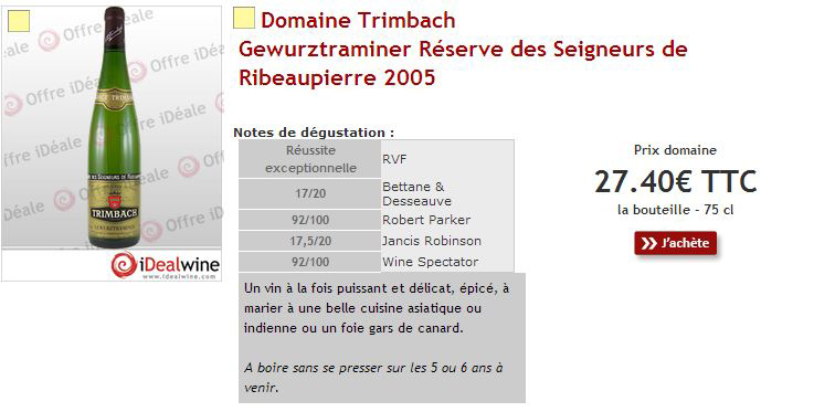 Trimbach Reserve des Seigneurs de Ribeaupierre 2005