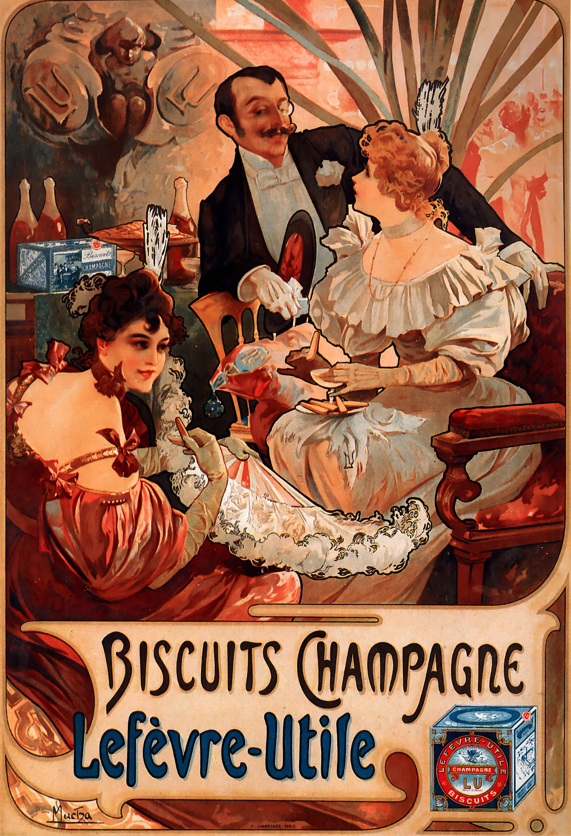 Mucha, Biscuits Champagne Lefèvre-Utile, 1986