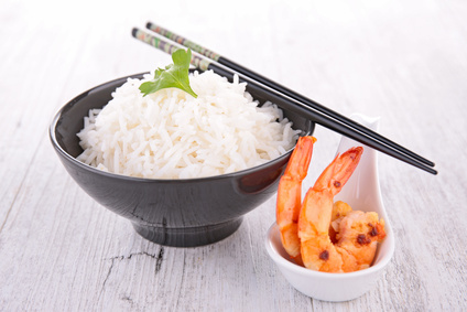 rice and fried shrimp