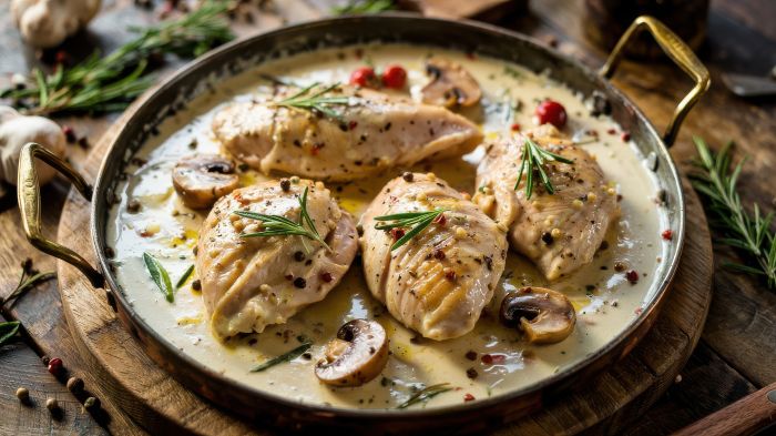 Suprême de volaille aux champignons