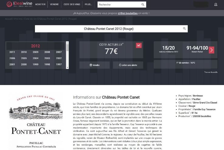 Lire la suite à propos de l’article Innovation : la cote iDealwine relookée !