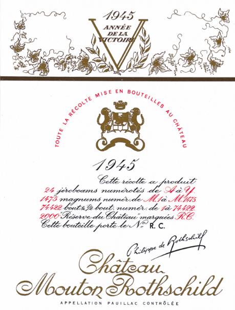 étiquette mouton rothschild 1945