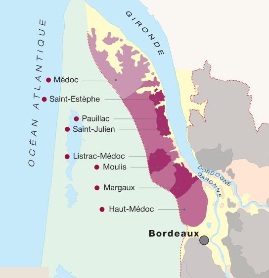 Carte des appellations du Médoc