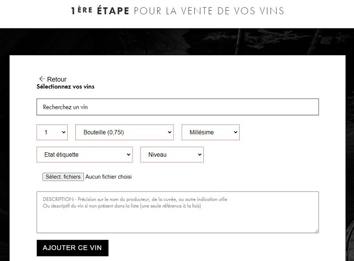 Vendre vin iDealwine formulaire en ligne 1