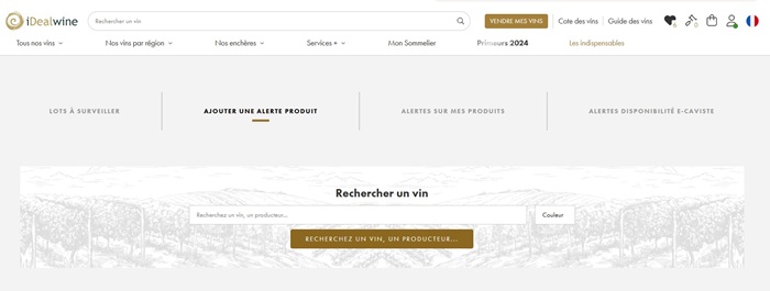 Alerte vin enchères iDealwine