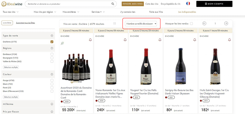 vins les plus recherchés et les plus enchéris iDealwine