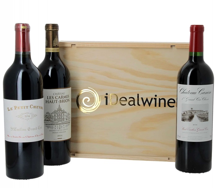 coffret bois idealwine bordeaux rouge