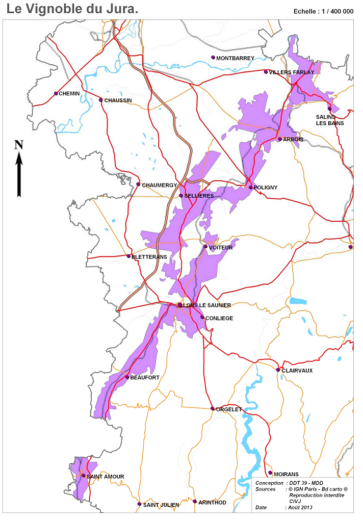 Carte vignoble Jura
