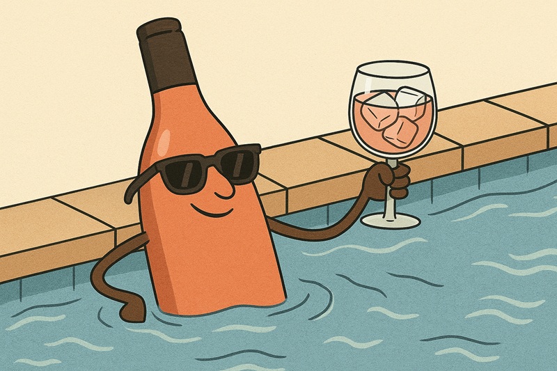 Rosé d'été piscine glaçons cliché