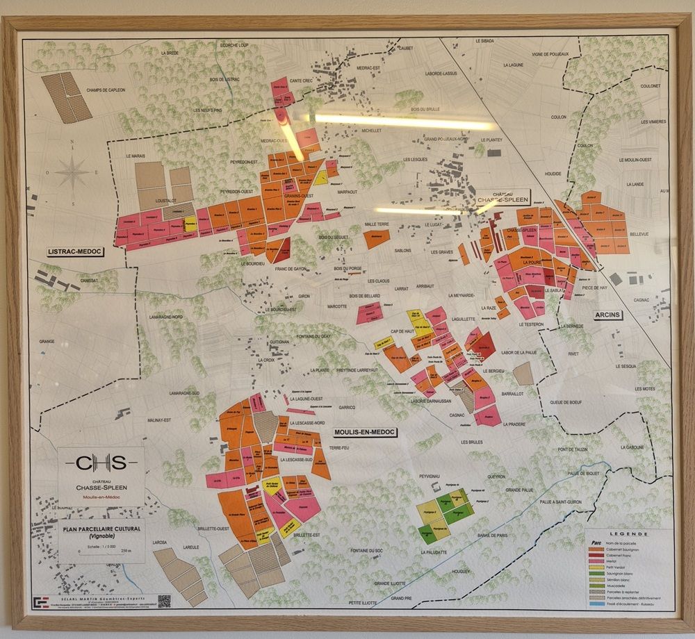 Le tableau des parcelles du Château Chasse-Spleen à Moulis