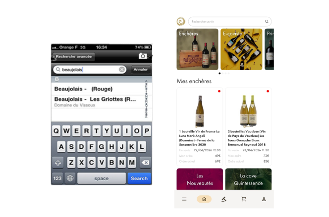 Comparaison de l'application iDealwine de 2011 avec la nouvelle version 2026